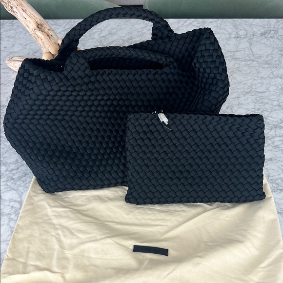 ✨ Brand New ✨ Naghedi Black Neoprene Woven Tote Bag with pouch - Picture 2 of 4